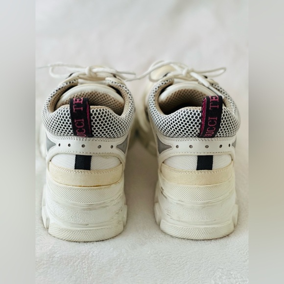 GUCCI Flashtrek Mesh Calfskin Suede Women’s Flashtrek Chunky Sneakers Size 38 - Picture 3 of 13